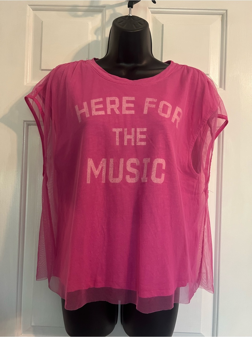 Pilcro Layered Hot Pink 'Here For The Music' Short Sleeve Tee